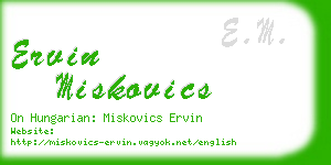 ervin miskovics business card